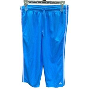 Vtg Adidas Y2K Blue white 3-stripe Capri training track pants Size M retro sport